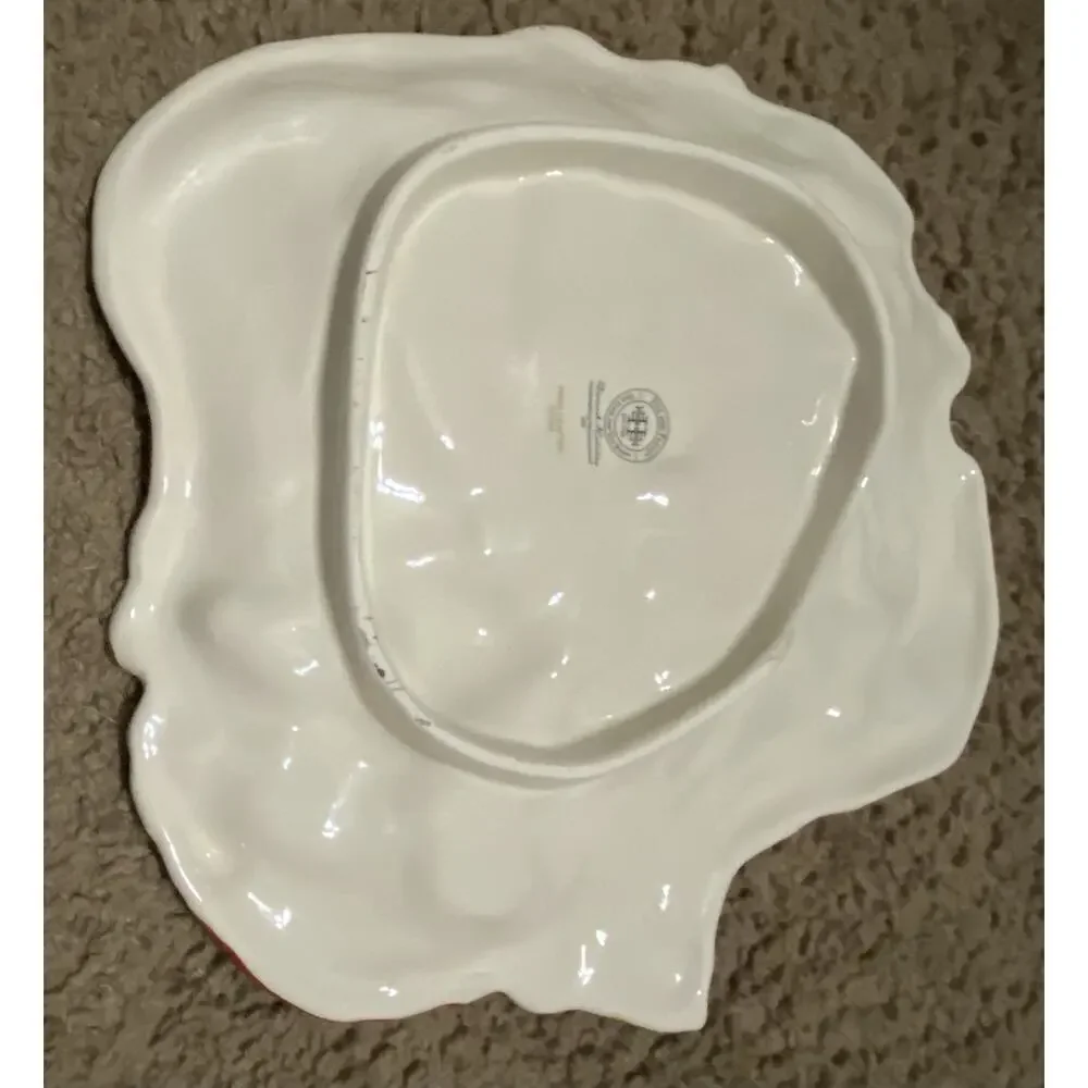 Fitz & Floyd Damask Holiday Ceramic Santa Toys Figural Christmas Canape Plate